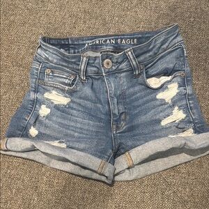 American Eagle Outfitters Blue Mid-Rise Jean Shorts